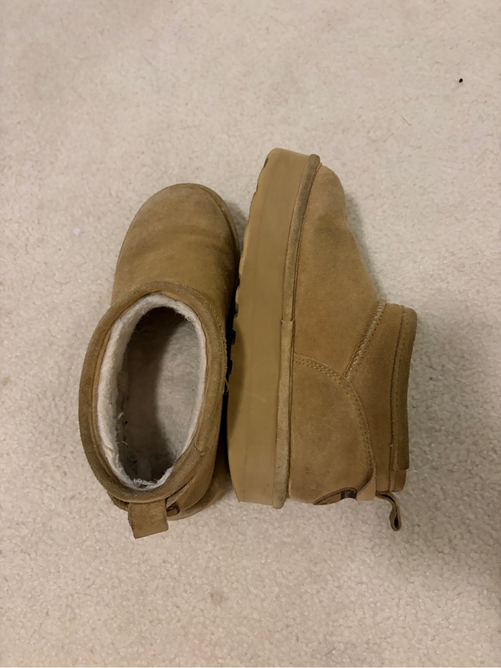 BearPaw Chestnut Suede Short Ankle Booties with Cozy Lining